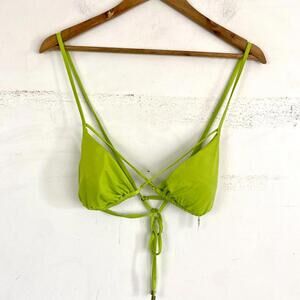 VITAMIN A lime green triangle strappy bikini top sz M